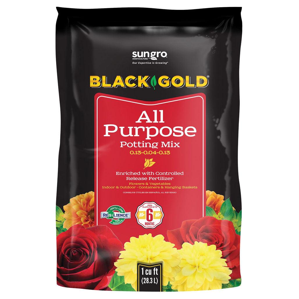 SunGro Horticulture Black Gold All Purpose Potting Mix with RESiLIENCE, 1 cu ft..