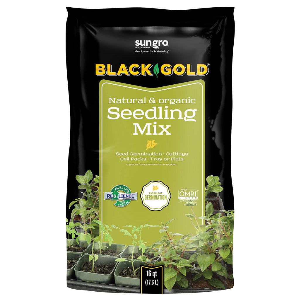 SunGro Horticulture Black Gold Seedling Mix with RESiLIENCE, 16 Quart - Case of 4.