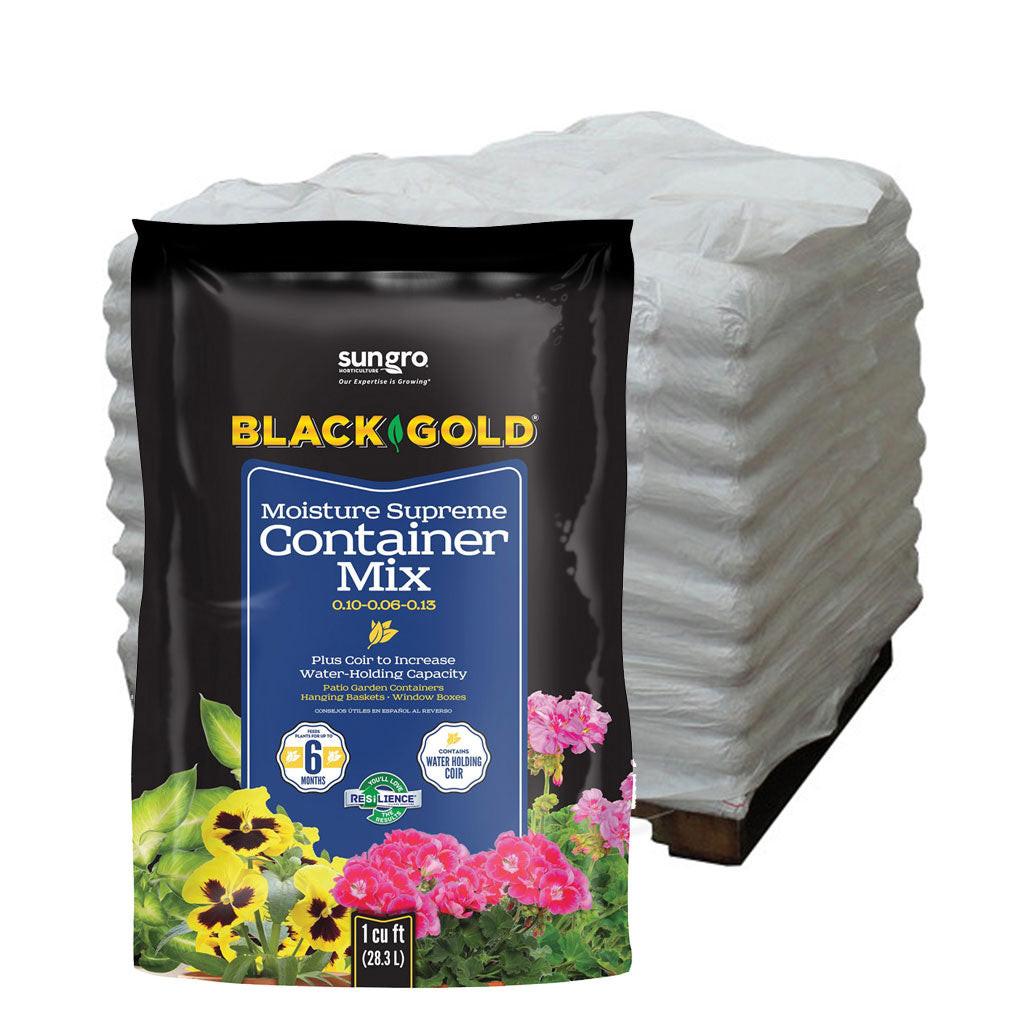 SunGro Horticulture Black Gold Moisture Supreme Container Mix with RESiLIENCE, 1 cu ft. - Pallet of 70 Bags.