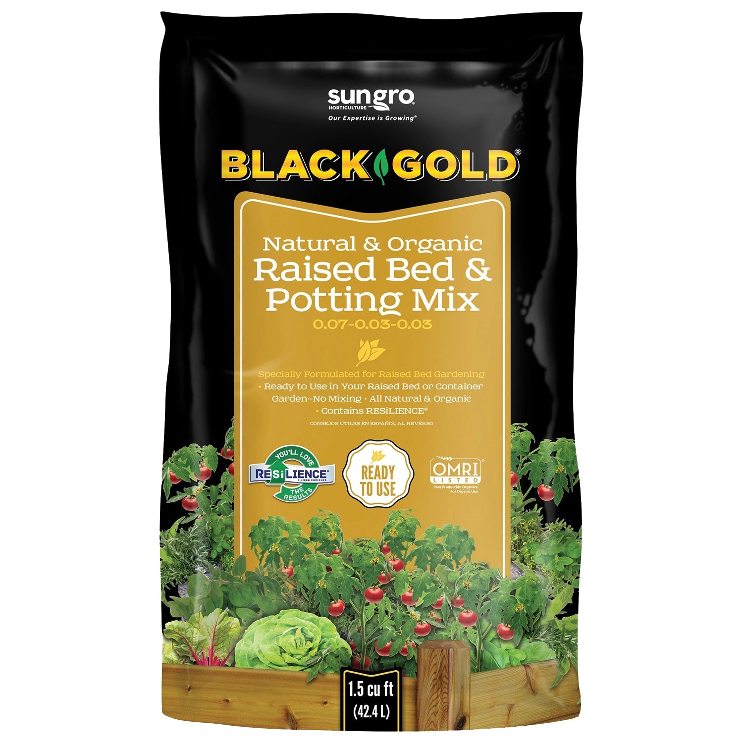 SunGro Horticulture Black Gold N&O Raised Bed Potting Mix.