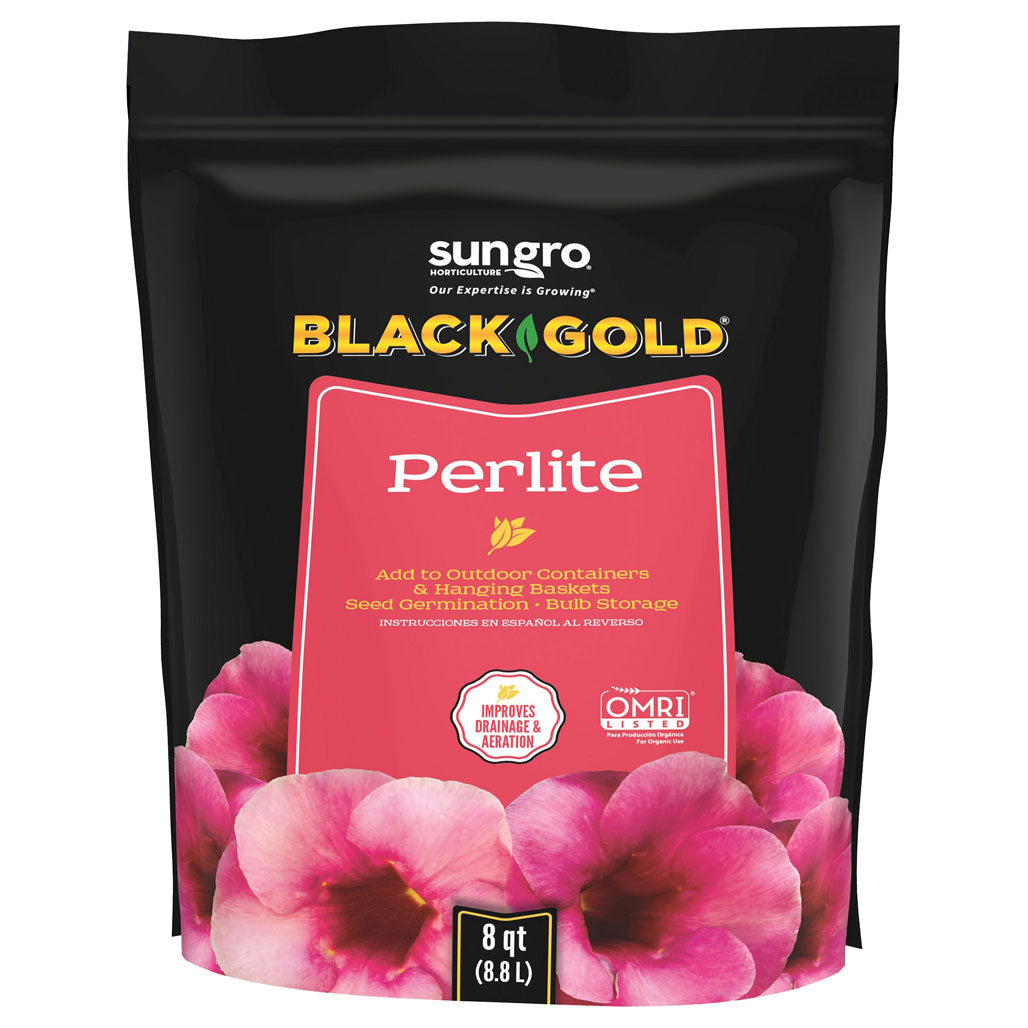 SunGro Horticulture Black Gold Perlite, 8 Quart - Case of 8