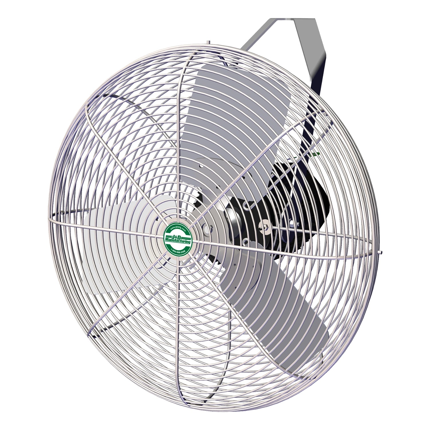 J&D Manufacturing Stainless Steel Basket Fan, 20 Inch - 3,920 CFM (115/230 Volt, 1/3HP Gold Star Motor, Single Phase, 3 Blade Aluminum Prop with Bracket and 10 Foot Cord)