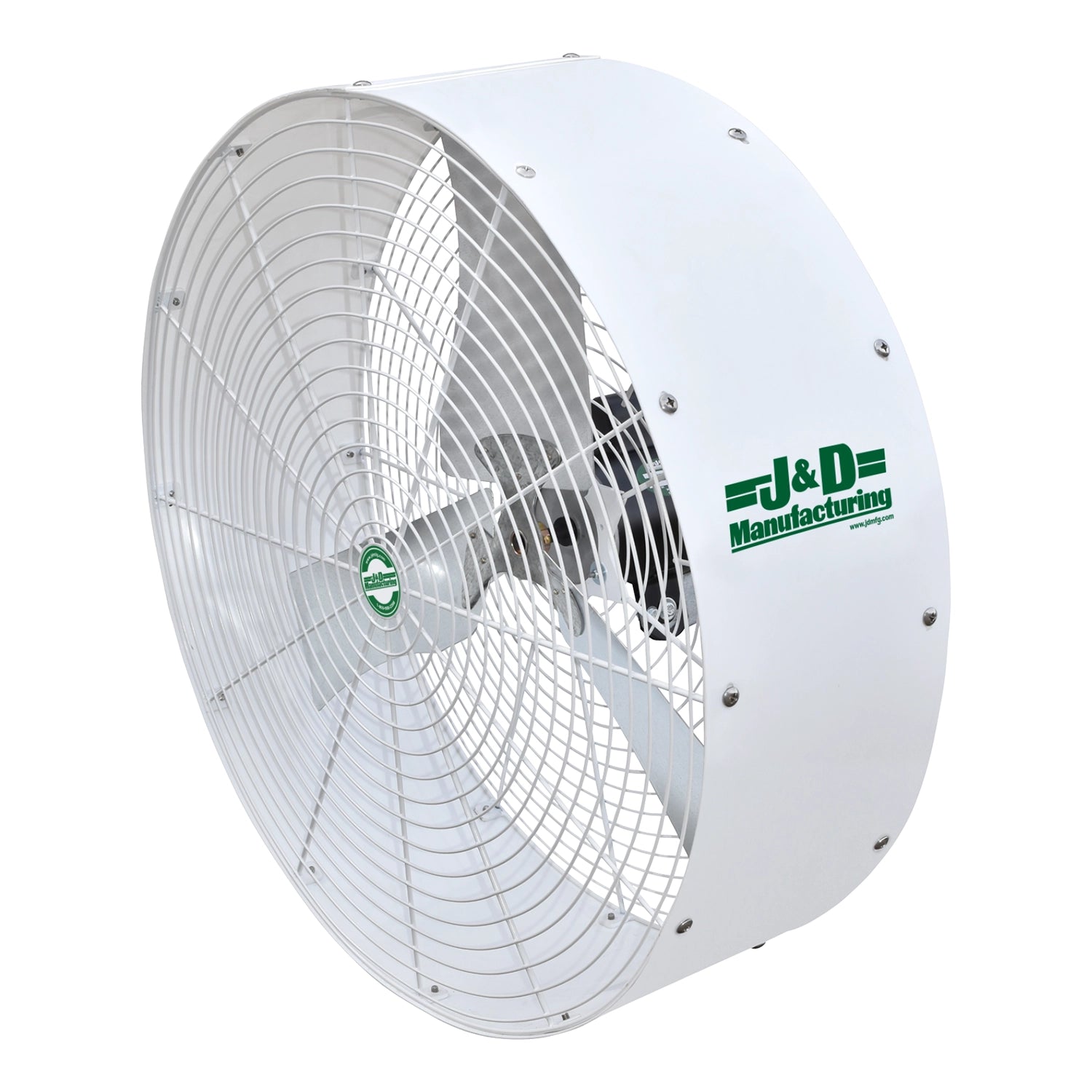 J&D Manufacturing Poly Stormer, 36" - 9,750 CFM (Direct Drive, 230 Volt, 1/2HP, Single Phase, 3 Blade Galvanized Prop, 10 Foot Power Cord, with Bracket)