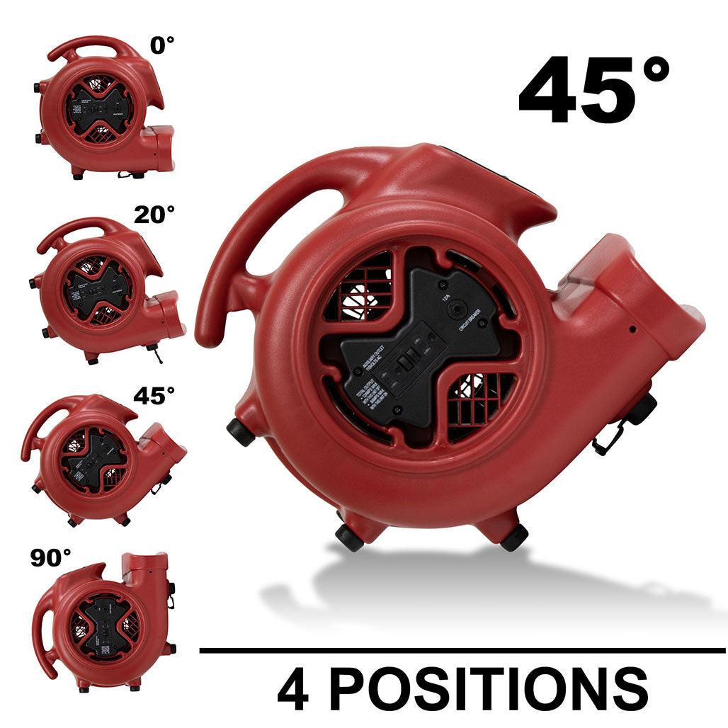 XPOWER X-600A Air Mover, 1/3 HP, 2400 CFM, Red