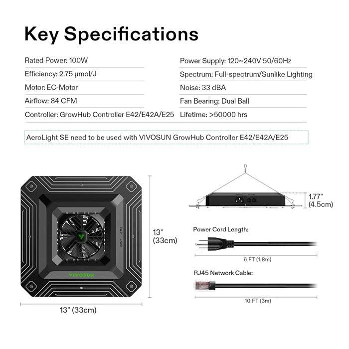 Vivosun AeroLight A100SE 100 Watt Full-Spectrum LED Grow Light