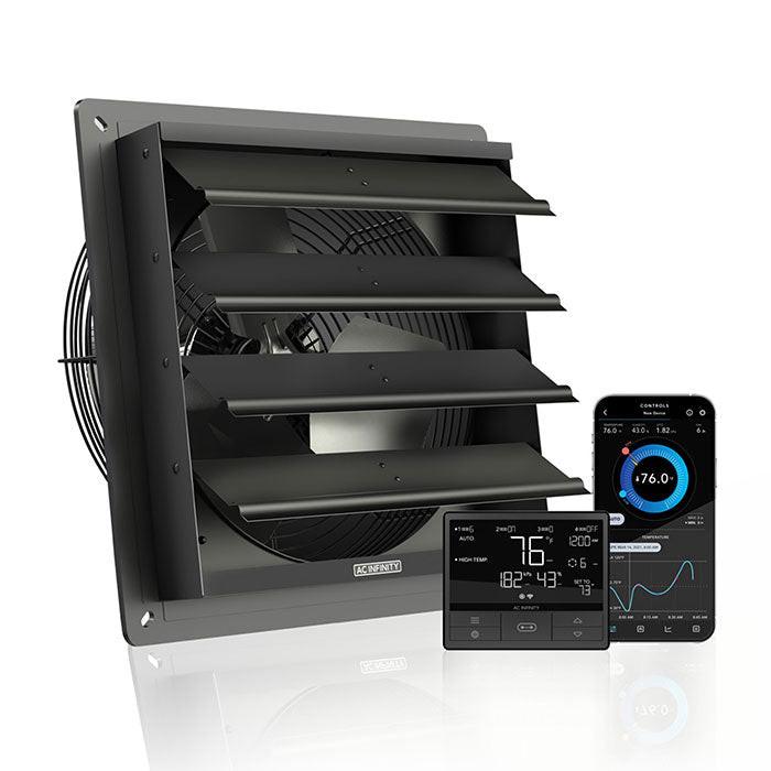 AC Infinity AIRLIFT T12 Smart Shutter Exhaust Ventilation Fan with Temperature Humidity Controller, 12"