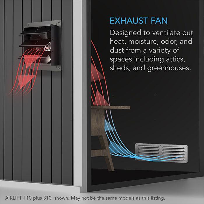 AC Infinity AIRLIFT T Series Smart Shutter Exhaust Ventilation Fan with Temperature Humidity Controller