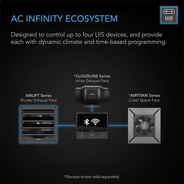 AC Infinity AIRLIFT T Series Smart Shutter Exhaust Ventilation Fan with Temperature Humidity Controller