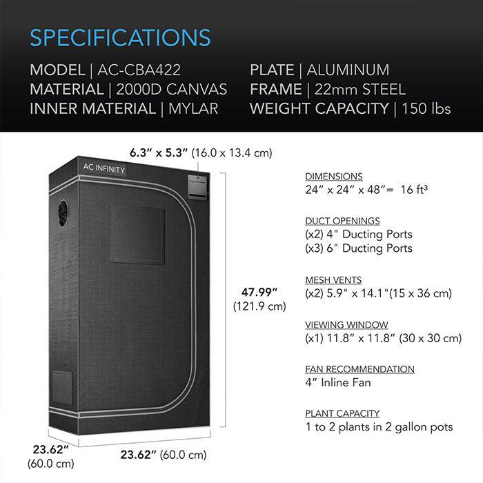 AC Infinity CLOUDLAB Compact 2' x 2' Grow Tent