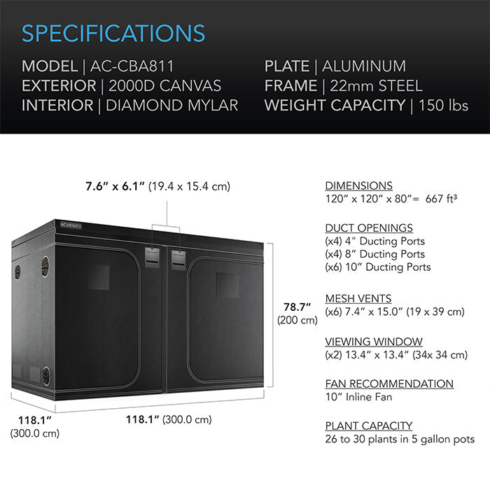 AC Infinity CLOUDLAB 10' x 10' Grow Tent