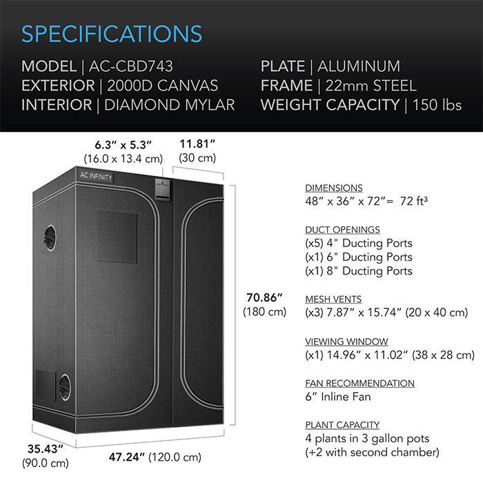 AC Infinity CLOUDLAB 3' x 4' Multi-Chamber 2-in-1 Grow Tent