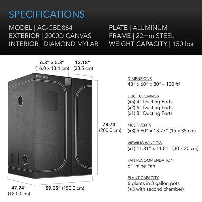 AC Infinity CLOUDLAB 4' x 5' Multi-Chamber 2-in-1 Grow Tent