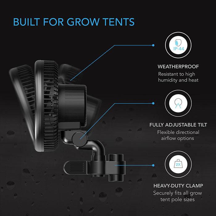 AC Infinity CLOUDRAY A9 Gen 2 Manual Swivel Grow Tent Clip Fan, 9"