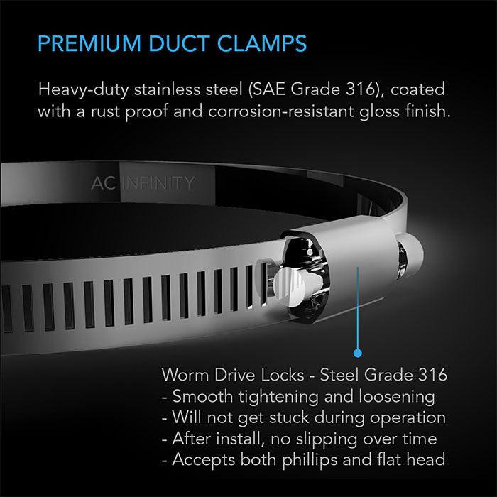 AC Infinity Stainless Steel Duct Clamps, 4" - Pack of 2