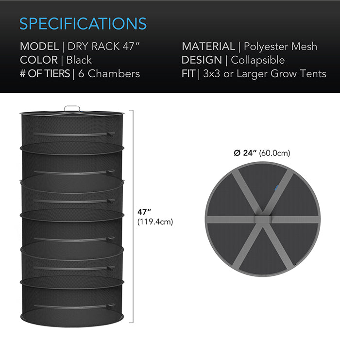 AC Infinity Hanging Herb Drying Rack, 24 Inch, 6 Tier