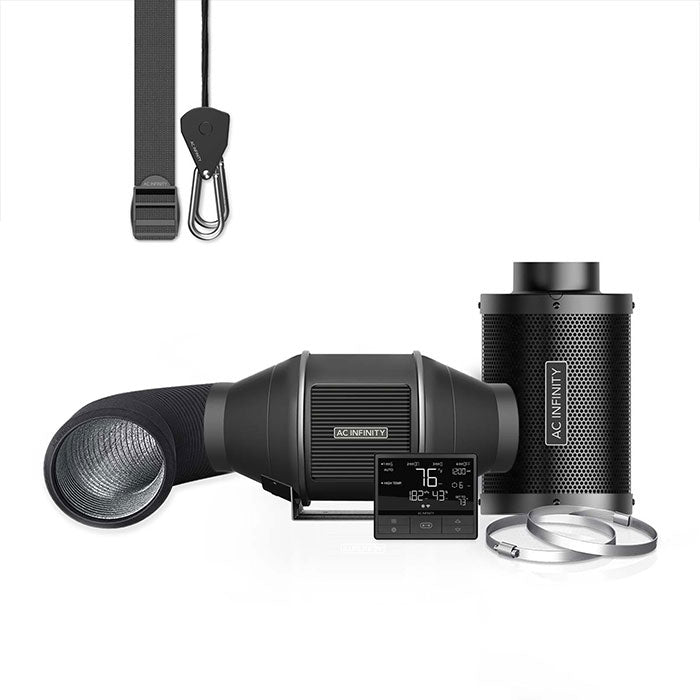 AC Infinity PRO Air Filtration Kit with Inline Fan and Controller, Carbon Filter, and Ducting Combo, 4"