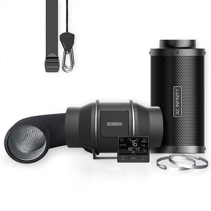 AC Infinity PRO Air Filtration Kit with Inline Fan and Controller, Carbon Filter, and Ducting Combo, 6"