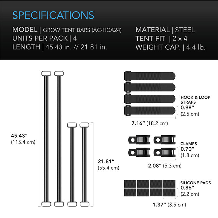 AC Infinity Grow Tent Mounting Bars For 2' x 4' CLOUDLAB Grow Tents
