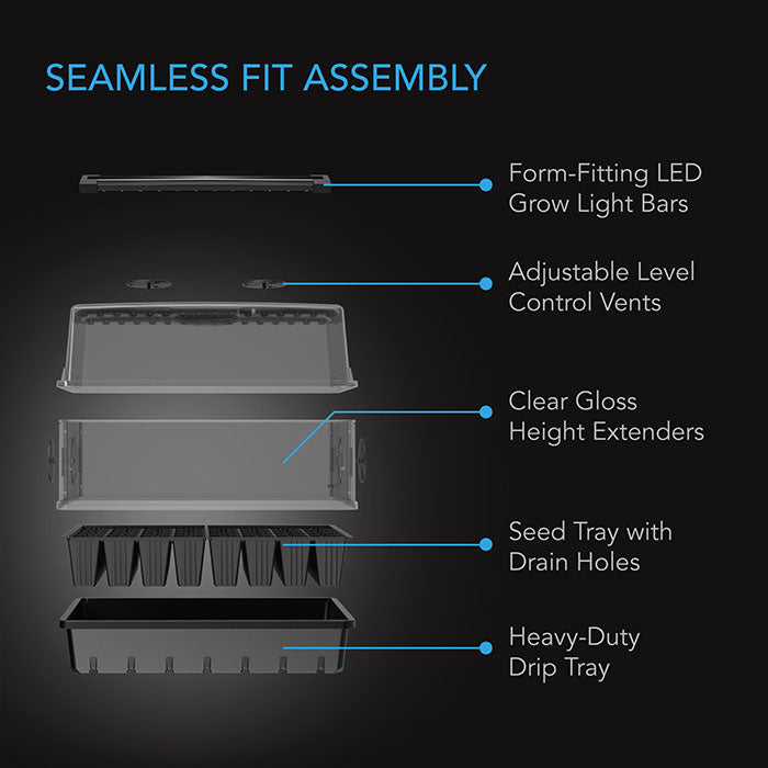 AC Infinity Germination Kit with Humidity Dome and LED Grow Light Bars, 5x8 Cell Tray (40 Site)