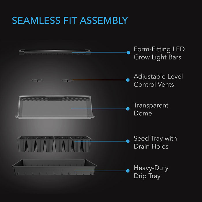 AC Infinity Germination Kit with Humidity Dome and LED Grow Light Bars, 6x12 Cell Tray (72 Site)