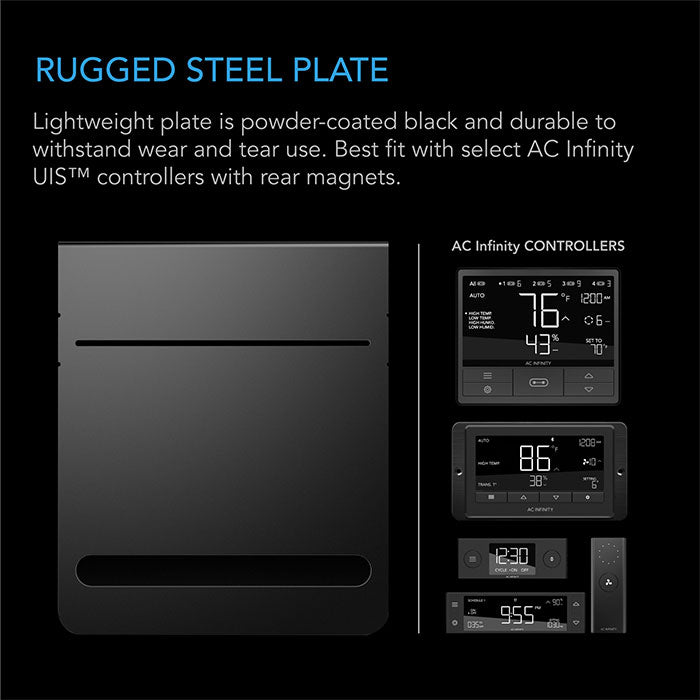 AC Infinity Black Powder Coated Steel Grow Tent Mounting Plate