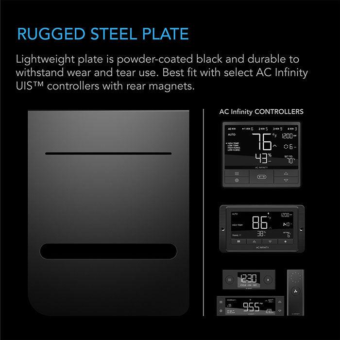 AC Infinity Black Powder Coated Steel Grow Tent Mounting Plate, 6" x 7"