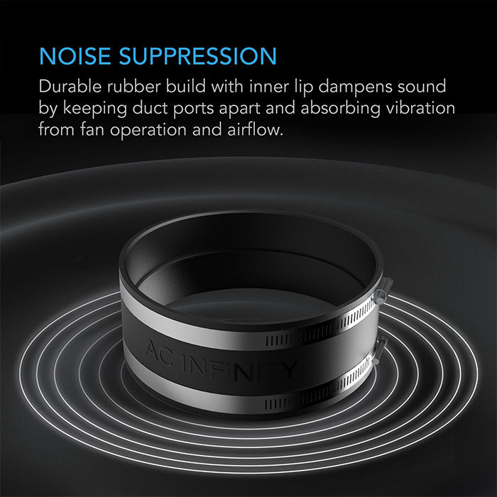 AC Infinity Noise Reduction Duct Coupler with Stainless Steel Clamps, 8"