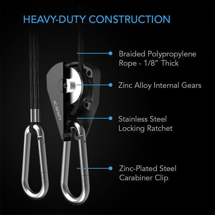 AC Infinity Heavy-Duty Adjustable Rope Clip Hanger, 6 Pairs