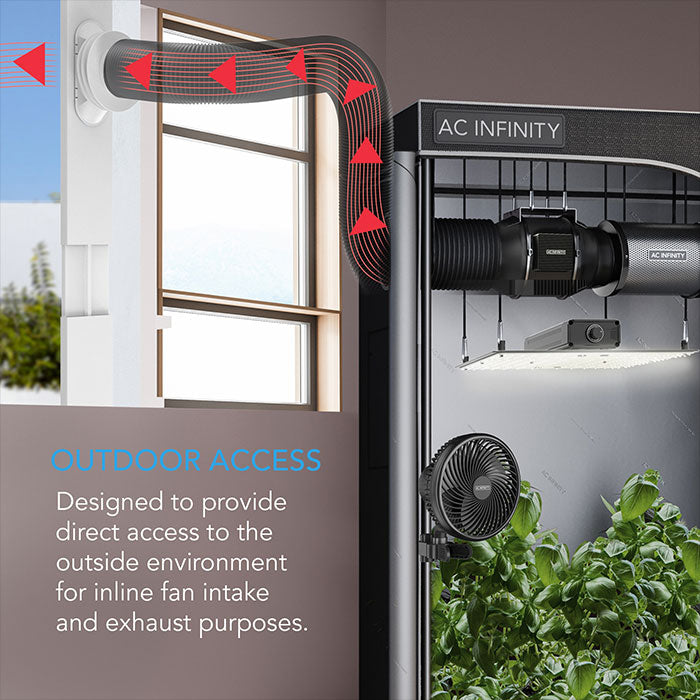 AC Infinity Adjustable Vent Port Window Duct Kit for Inline Fans