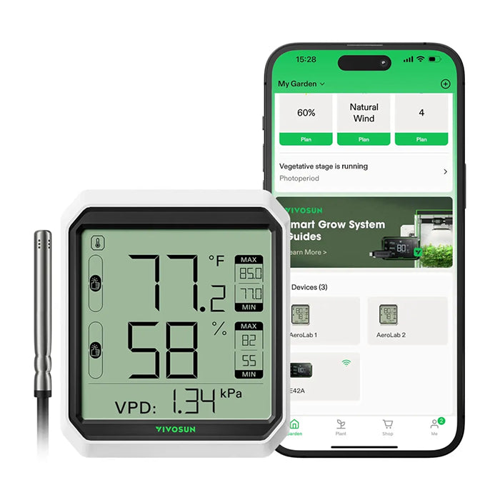Vivosun AeroLab THB1S Bluetooth Hygrometer Thermometer with External Sensor Probe