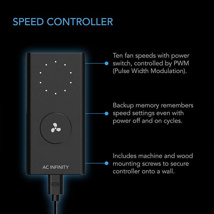 AC Infinity 4 Inch Cloudline H4 Fungiculture Inline Fan with Speed Controller, 212 CFM