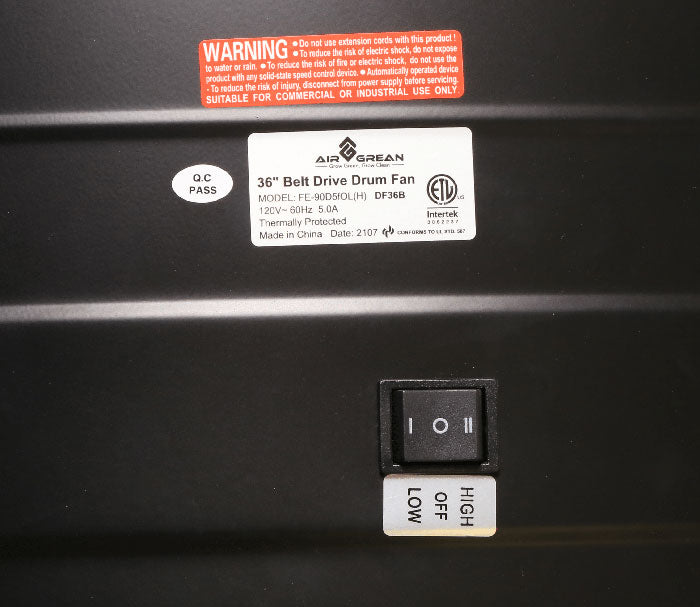 AirGrean Heavy Duty High Velocity Belt Drive Drum Fan, 36 Inch