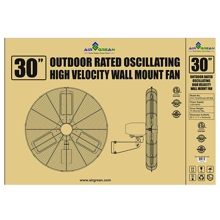 AirGrean High Velocity Oscillating Wall Mount Fan