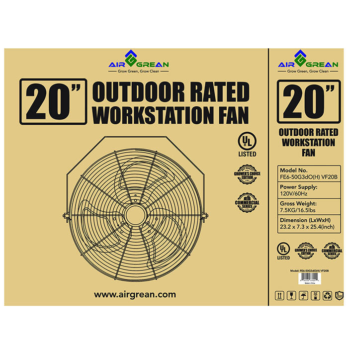 AirGrean High Velocity Workstation Fan, 20 Inch