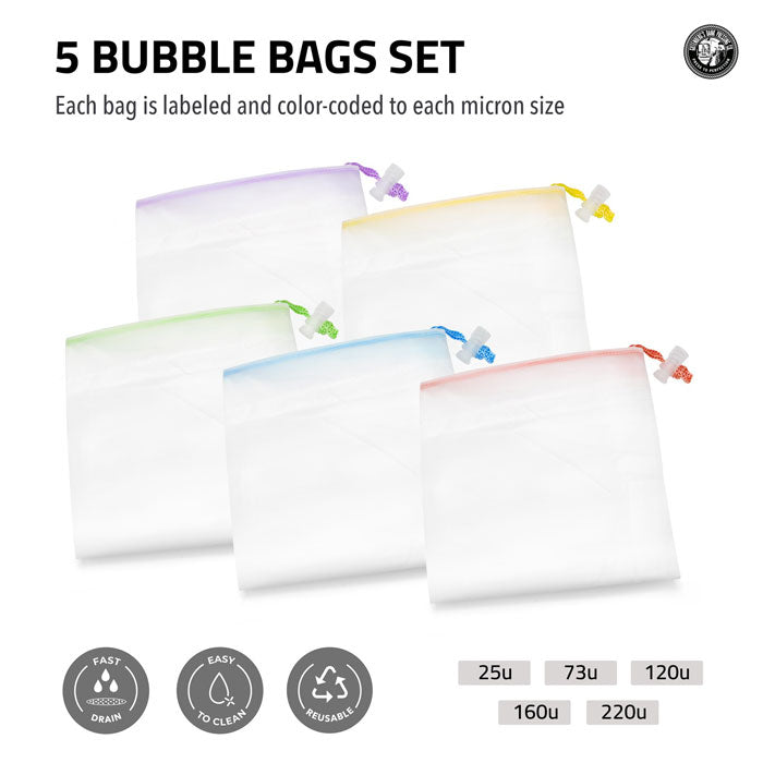 Gutenbergs Dank Pressing Co. All Mesh Bubble Bags, 32 Gallon 5 Bag Set