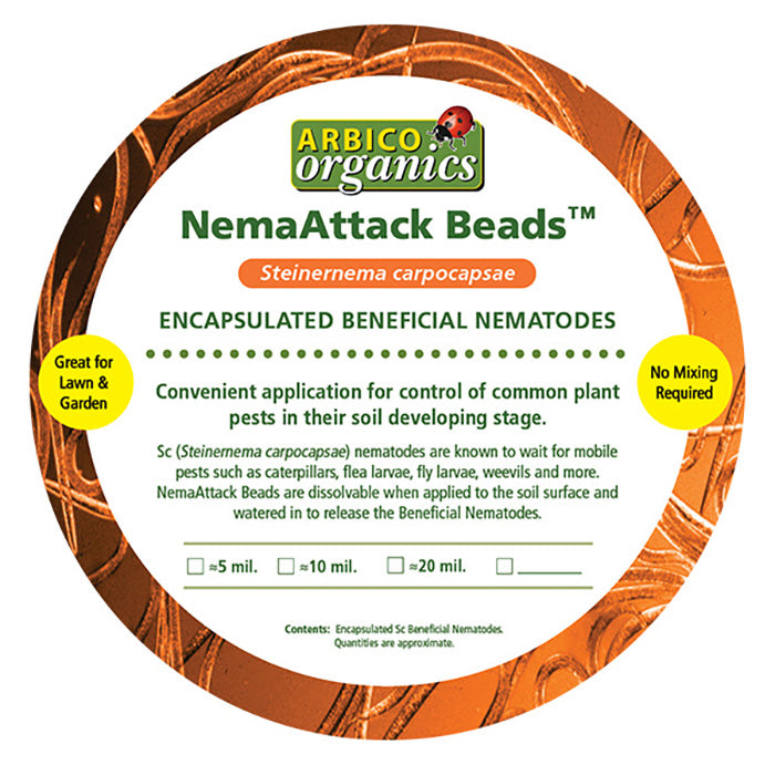 ARBICO Organics NemAttack Beads Steinernema Carpocapsae (Sc) Beneficial Nematodes, Pack of 20 Million