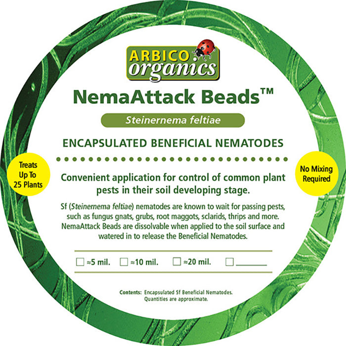 ARBICO Organics NemAttack Beads Steinernema Feltiae (Sf) Beneficial Nematodes, Pack of 40 Million