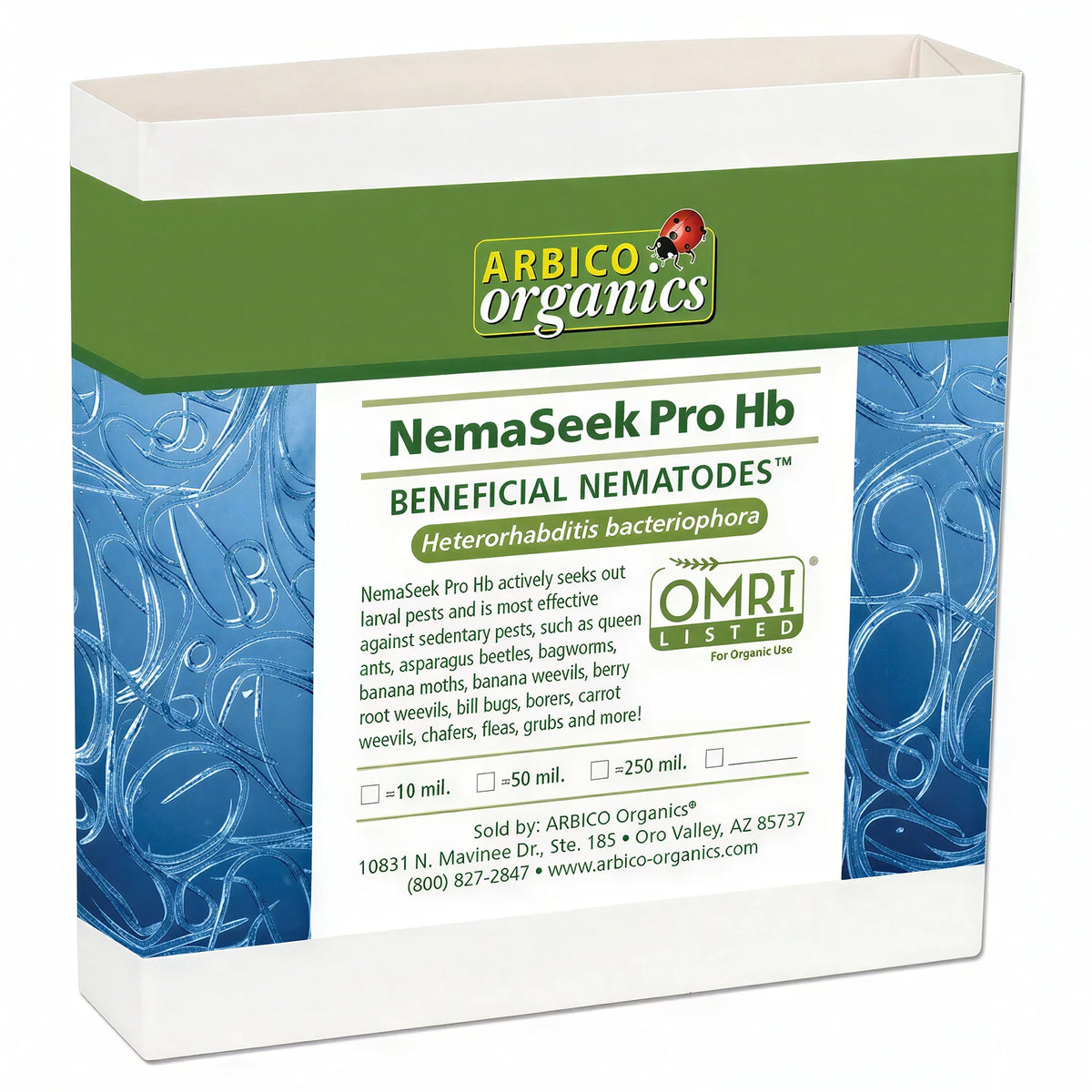ARBICO Organics NemaSeek Pro Heterorhabditis Bacteriaphora (Hb) Beneficial Nematodes, Pack of 250 Million