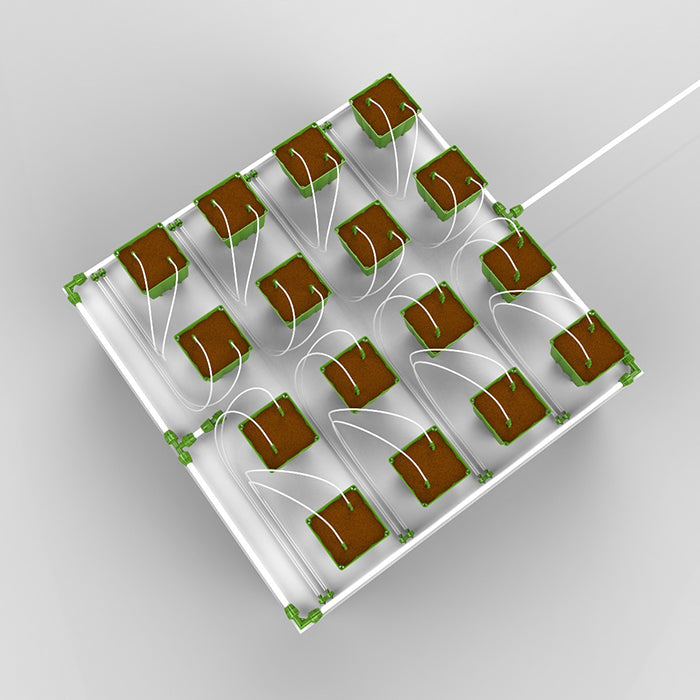 FloraFlex Micro Drip Irrigation Bundle, 16 Plants per 4'x4', 1/2 Gallon PotPro, 4' x 4'