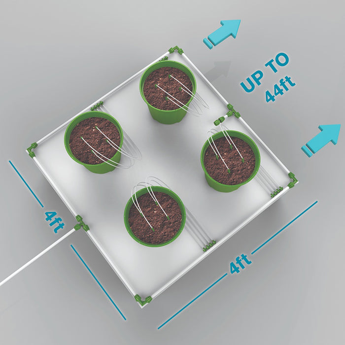 FloraFlex Micro Drip Irrigation Bundle, 4 Plants per 4'x4', 5 Gallon PotPro, 4' x 28'