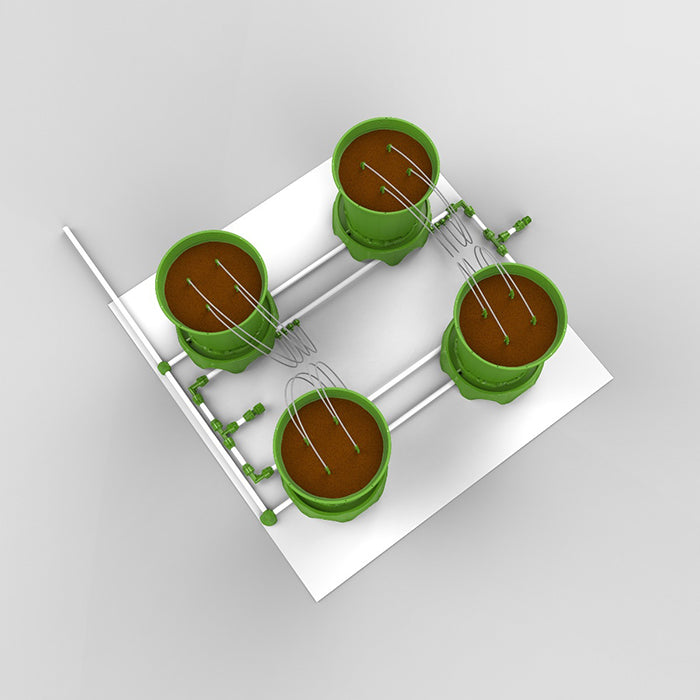 FloraFlex Micro Drip Irrigation Bundle, 4 Plants per 4'x4', 5 Gallon PotPro & Drainage Platform, 4' x 28'