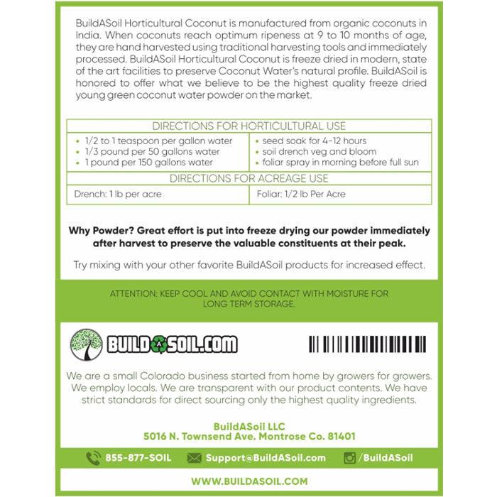 BuildASoil Coconut Water Powder, 2 lb.
