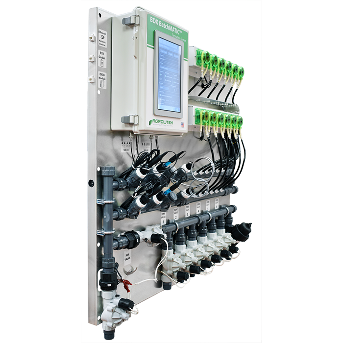 Agrowtek GrowControl BDX BatchMatic 6-Zone/6 Peristaltic Pump Fertigation System With Dual Temperature, pH, EC, & ORP Sensors