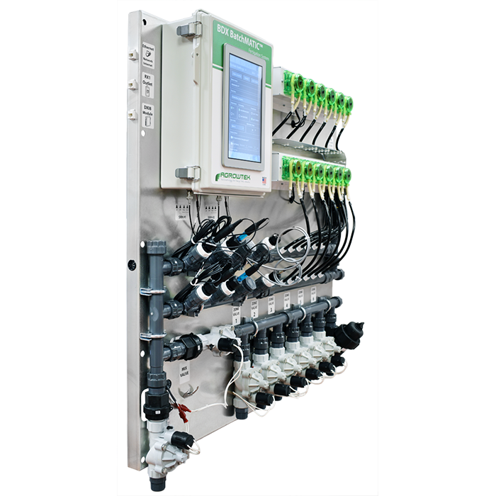 Agrowtek GrowControl BDX BatchMatic 6-Zone/10 Peristaltic Pump Fertigation System With Dual Temperature, pH, & EC Sensors & Single ORP Sensor