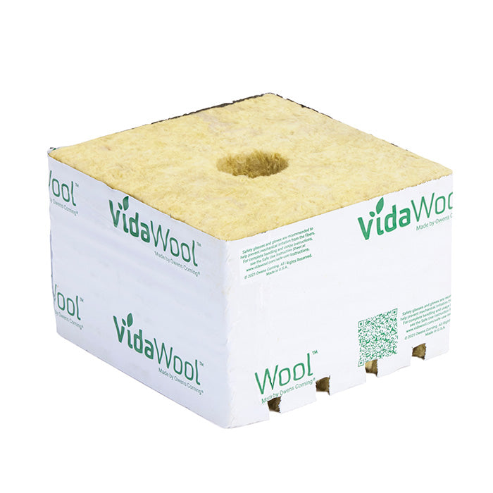 VidaWool Rockwool Block 144 with Hole, 6 Inch x 6 Inch x 4 Inch - Case of 64