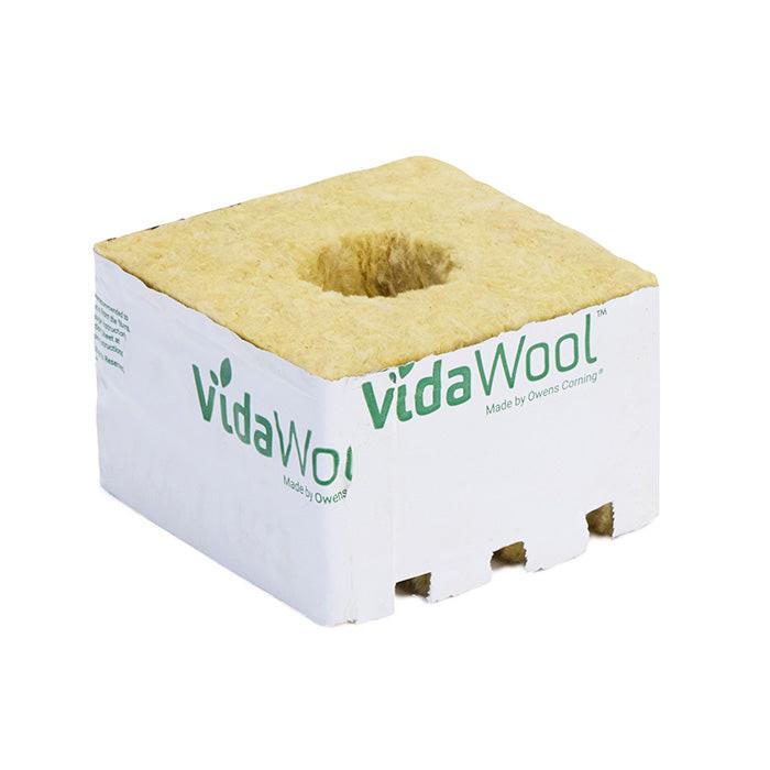 VidaWool Rockwool Block 40 with Hole, 4 Inch x 4 Inch x 2.5 Inch - Case of 216
