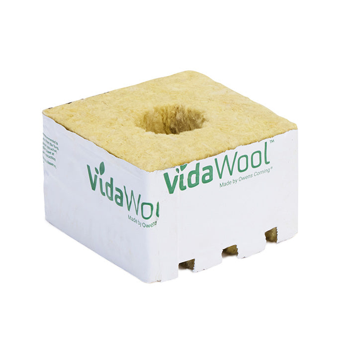 VidaWool Rockwool Block 40 with Hole, 4 Inch x 4 Inch x 2.5 Inch, Case of 216 - Pallet of 12 Cases (2592 Total Blocks)