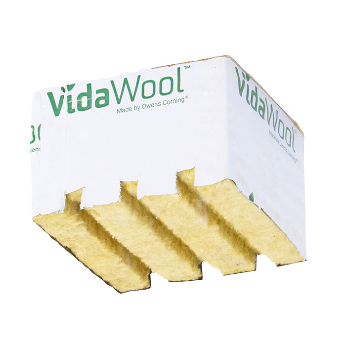 VidaWool Rockwool Block 40 with Hole, 4 Inch x 4 Inch x 2.5 Inch - Case of 216