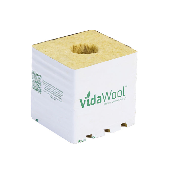 VidaWool Rockwool Block 64 with Hole, 4 Inch x 4 Inch x 4 Inch - Case of 144