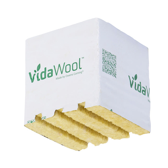 VidaWool Rockwool Block 64 with Hole, 4 Inch x 4 Inch x 4 Inch - Case of 144